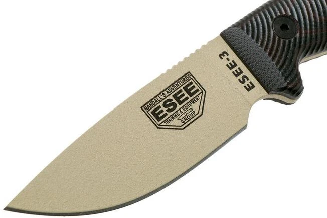ESEE Model 3 Desert Tan Blade 3D Blood-Black G10 Survival Knife 3PMDT-004 Black Sheath + Belt Clip 2 ESEE Model 3 Desert Tan Blade 3D Blood-Black G10 Survival Knife 3PMDT-004 Black Sheath + Belt Clip - Image 2