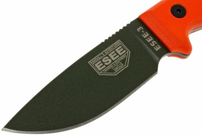 ESEE Model 3 OD Blade, Orange Handle 3P-KO-OD Survival Knife Without Sheath 2 ESEE Model 3 OD Blade, Orange Handle 3P-KO-OD Survival Knife Without Sheath - Image 2
