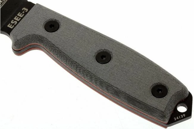 ESEE Model 3 Black Blade, Grey Handle 3P-KO Survival Knife Without Sheath 3 ESEE Model 3 Black Blade, Grey Handle 3P-KO Survival Knife Without Sheath - Image 3