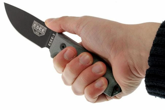 ESEE Model 3 Black Blade, Grey Handle 3P-KO Survival Knife Without Sheath 6 ESEE Model 3 Black Blade, Grey Handle 3P-KO Survival Knife Without Sheath - Image 6