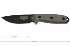 ESEE Model 3 Black Blade, Grey Handle 3P-MB-B With Sheath + Clip And MOLLE-back