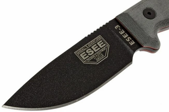 ESEE Model 3 Black Blade, Grey Handle 3P-MB-B With Sheath + Clip And MOLLE-back 2 ESEE Model 3 Black Blade, Grey Handle 3P-MB-B With Sheath + Clip And MOLLE-back - Image 2