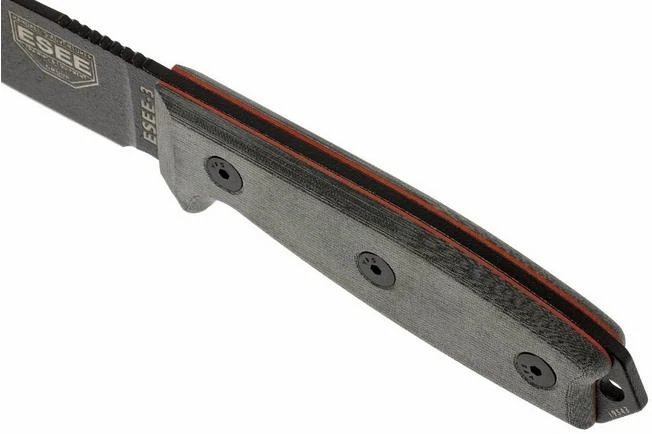 ESEE Model 3 Black Blade, Grey Handle 3P-MB-B With Sheath + Clip And MOLLE-back 4 ESEE Model 3 Black Blade, Grey Handle 3P-MB-B With Sheath + Clip And MOLLE-back - Image 4