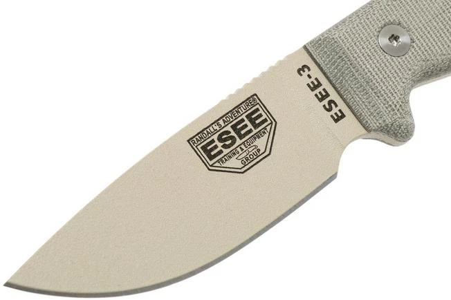 ESEE Model 3 Desert Tan Blade, Grey Handle 3P-MB-DT With Sheath + Clip And MOLLE-back 3 ESEE Model 3 Desert Tan Blade, Grey Handle 3P-MB-DT With Sheath + Clip And MOLLE-back - Image 3