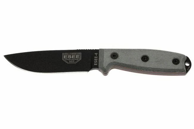 ESEE Model 4 Black Blade, Grey Handle 4P-KO Survival Knife Without Sheath 1 ESEE Model 4 Black Blade, Grey Handle 4P-KO Survival Knife Without Sheath