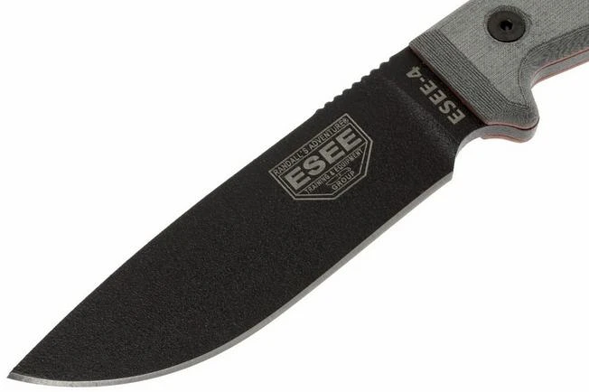 ESEE Model 4 Black Blade, Grey Handle 4P-KO Survival Knife Without Sheath 2 ESEE Model 4 Black Blade, Grey Handle 4P-KO Survival Knife Without Sheath - Image 2