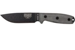 ESEE Model 4 Black Blade, Grey Handle 4P-MB With Coyote Sheath + Clip And MOLLE-back
