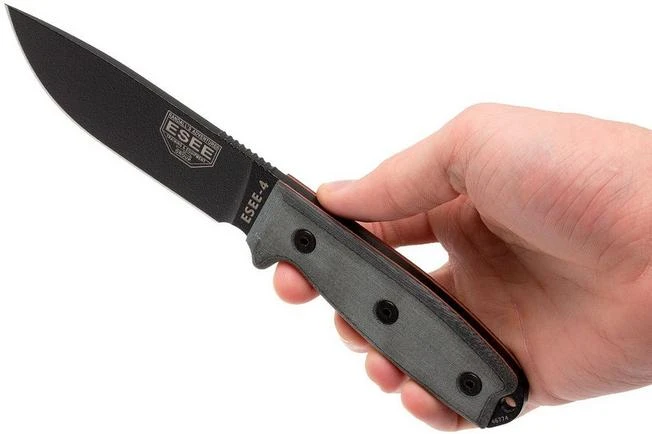 ESEE Model 4 Black Blade, Grey Handle 4P-MB With Coyote Sheath + Clip And MOLLE-back 6 ESEE Model 4 Black Blade, Grey Handle 4P-MB With Coyote Sheath + Clip And MOLLE-back - Image 6