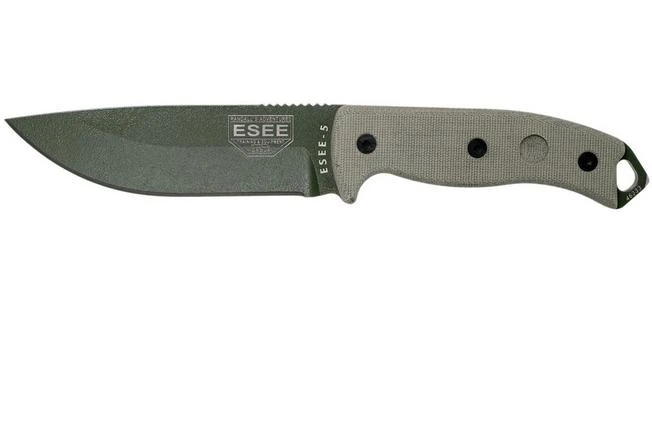 ESEE Model 5 OD Blade, Desert Tan Handle 5P-OD Met Kydex Sheath+ Belt Clip 1 ESEE Model 5 OD Blade, Desert Tan Handle 5P-OD Met Kydex Sheath+ Belt Clip