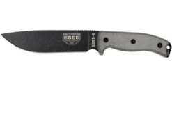 ESEE Model 6 Black Blade, Grey Handle 6P With Brown Sheath + Belt Clip