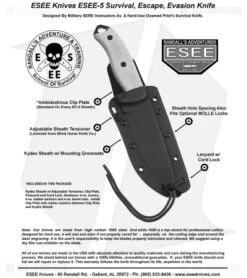 ESEE Knives ESEE-5S-TG Fixed Blade Knife (5.25" Gray Serr) -ESEE Knives Shop ESEE 5 instruction sheet 1