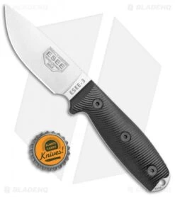 ESEE Knives ESEE-3 Fixed Blade Knife 3D Black G-10 (3.88" Stonewash S35VN) -ESEE Knives Shop ESEE Knives ESEE 3 3D Black G 10 SW 3PM35V 001 BHQ 105729 LS Bottlecap