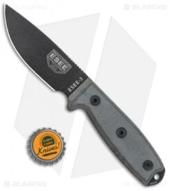 ESEE Knives ESEE-3PM Modified Knife Coyote Sheath W/ Clip Plate (3.88" Black) -ESEE Knives Shop ESEE Knives ESEE 3PM Modified Knife Coyote Sheath Clip Plate Black BHQ 4798 jr bottlecap