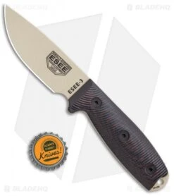 ESEE Knives ESEE-3PMDT-004 Fixed Blade Knife Red/Black G-10 (3.88" Tan) -ESEE Knives Shop ESEE Knives ESEE 3PMDT 004 Red Black G 10 Tan BHQ 105743 jr bottlecap