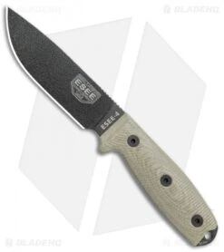 ESEE Knives ESEE-4PB-017 Fixed Blade Knife Natural 3D Micarta (4.5" OD Green)