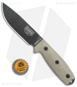 ESEE Knives ESEE-4PB-017 Fixed Blade Knife Natural 3D Micarta (4.5" OD Green) -ESEE Knives Shop ESEE Knives ESEE 4PB 017 Natural 3D Micarta Black BHQ 105839 jr bottlecap