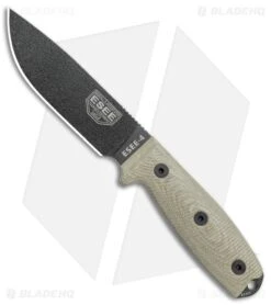 ESEE Knives ESEE-4PB-017 Fixed Blade Knife Natural 3D Micarta (4.5" OD Green)