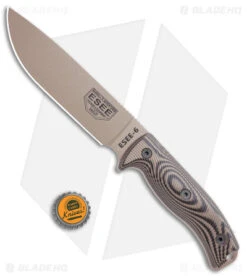ESEE Knives ESEE-6PDT-005 Fixed Blade Knife Coyote/Black 3D G-10 (6.5" Tan) -ESEE Knives Shop ESEE Knives ESEE 6PDT 005 Coyote Black 3D G 10 Tan BHQ 105818 jr bottlecap jr