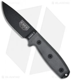 ESEE Knives ESEE-3PM-MB Modified Knife Coyote & MOLLE Back (3.88" Black Plain)
