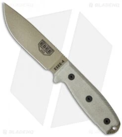 ESEE Knives ESEE-4P-MB-DE Fixed Blade Knife + MOLLE Back (4.5" Dark Earth)