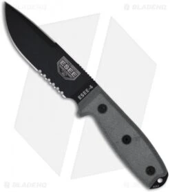 ESEE Knives ESEE-4S-CP-MB Clip Point Knife MOLLE Back (4.5" Black Serr) -ESEE Knives Shop esee 4s cp mb