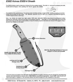 ESEE Knives ESEE-6S-TG Knife Micarta (6.5" Gray Serr) -ESEE Knives Shop esee 6 instruction sheet 1