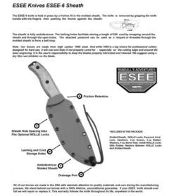 ESEE Knives ESEE-6S-B Knife W/ Black Sheath (6.5" Serr) -ESEE Knives Shop esee 6 sheath details 1