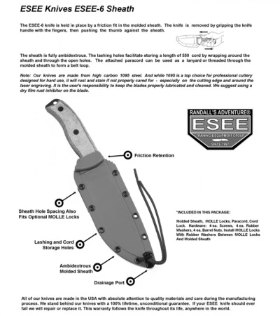 ESEE Knives ESEE-6P-B Knife Micarta (6.5" Black) 4 ESEE Knives ESEE-6P-B Knife Micarta (6.5" Black) - Image 4
