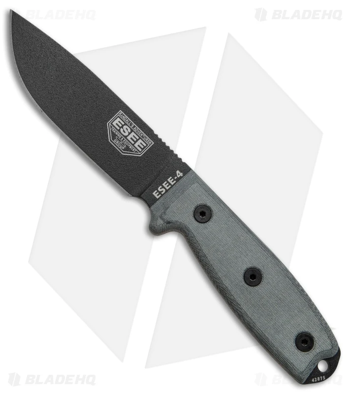 ESEE Knives ESEE-4P-B Fixed Blade Knife (4.5" Black) 1 ESEE Knives ESEE-4P-B Fixed Blade Knife (4.5" Black)