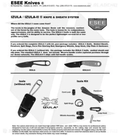 ESEE Knives Izula-II Tactical Gray Neck Knife + Sheath -ESEE Knives Shop izula instruction sheet large